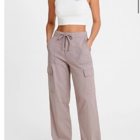 Hollister Cotton Cargo Pants with drawstring in light purple/mauve color - Picture 2 of 6